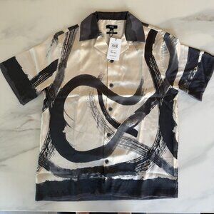 New men's Small Reiss Zephr-SS shirt in charcoal grey and off white